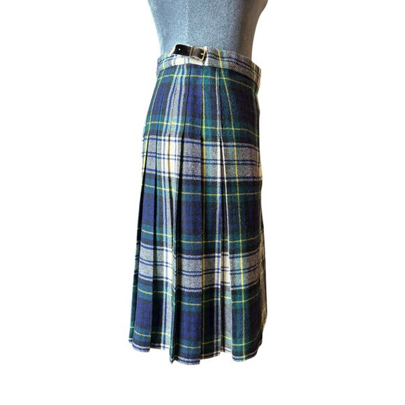 Vintage Clan Laird 100% Wool Kilt Skirt Made in Scotland Tartan Green Blue - Picture 4 of 11